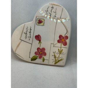 Heart-Shaped Bath &‎ Body Works Ceramic Trinket Dish With Floral & Letter Design